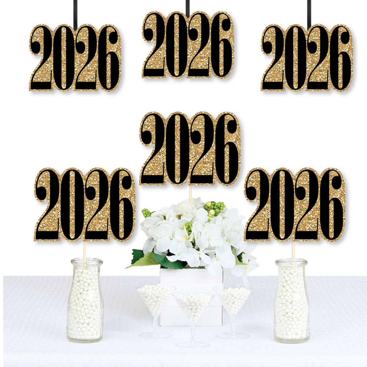 Big Dot of Happiness 2026 Gold Graduation Decorations - DIY Party Essentials - Set of 20